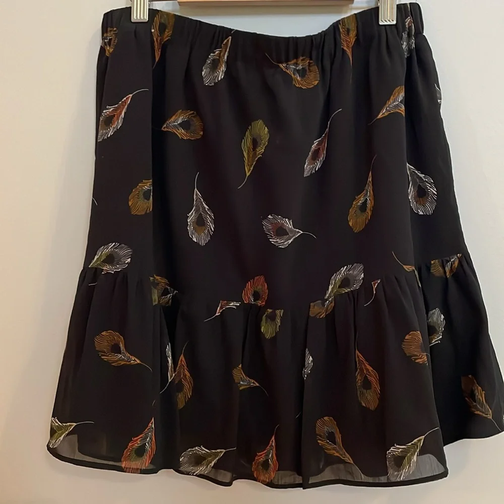 Madewell peacock feather printed mini skirt size M - Picture 3 of 3